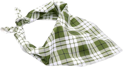 ARING PET Christmas Dog Bandanas, Green White Plaid Triangle Scarf for Puppy Small Medium Large Boy Girl Dogs-S