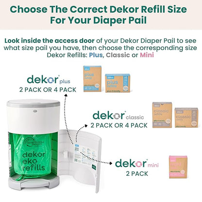 Diaper Dekor EKO Classic Diaper Pail Gift Set, White ONLY Eco-Friendly Diaper Pail Made with 70% Recycled Materials Comes with up to a Year's Supply Worth of Diaper Dekor Refills!