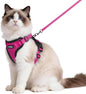 rabbitgoo Cat Harness and Leash for Walking, Escape Proof Soft Adjustable Vest Harnesses for Cats, Easy Control Breathable Reflective Strips Jacket, Rose Red, M