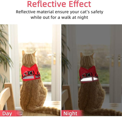 Cat & Dog Vest Harness - All Weather Mesh, Reflective Strap, Step-in Adjustable for Small Cats & Dogs (Red, XS)