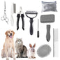 Dog Brush for Shedding,9 PCS in One Pet Slicker Hair Brush Kit with Pet Nail Clipper and File - Dog Cat Grooming Deshedding Undercoat Rake Brush Comb for All Small Large Dogs Cats Grey
