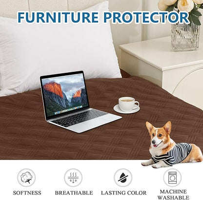hyha Waterproof Dog Blanket, Reversible Pet Bed Blanket, Soft Sofa Couch Cover for Dogs Washable, Waterproof Pet Couch Covers for Sofa Puppy Cats Furniture Protector(40"x50", Brown/Chocolate)
