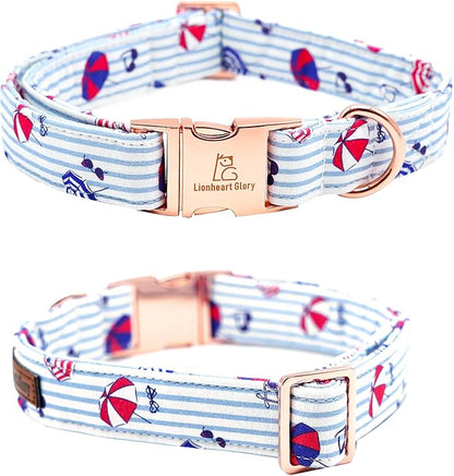 Lionheart glory Dog Collar, Dog Collar with Bow, Summer Stripe Boy Dog Bowtie Collar Cute Pet Collar Gift for Large Dog