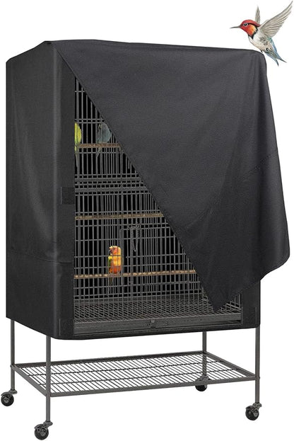 Explore Land Bird Universal Pet Cage Cover Good Night for Cats, Mink, Totoro, Parakeet, Parrot and Small Animals (Black, L)