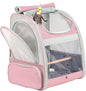 Bird Carrier Backpack with Wooden Stand Perch, Vented and Breathable Bag to Carry Parakeet Cockatiel Conure Parrot (Pink, Bird Backpack)