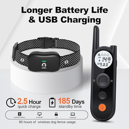 MIMOFPET Wireless Dog Fence System with Training Remote - Up to 3500ft Adjustable Electric Fence,Waterproof Training Collar Rechargeable,Pet Containment System for Large Medium Dogs
