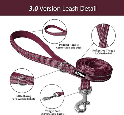 AIITLE No Pull Dog Harness and Leash Set, Christmas Step in Adjustable Dog Harness with Padded Vest for All Weather, Dog Leash with Soft Padded Handle, Easy to Put on Small and Medium Dogs Burgundy S