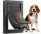 Dog Door For Door All Aluminum 3 Flaps, Medium Doggy Doggie Door, Cat Door Black, Heavy Duty Pet Door for Dogs Cats, With Insulation Flap, Telescoping Tunnel, Sliding Closing Panel, for Pet Up to 45lb
