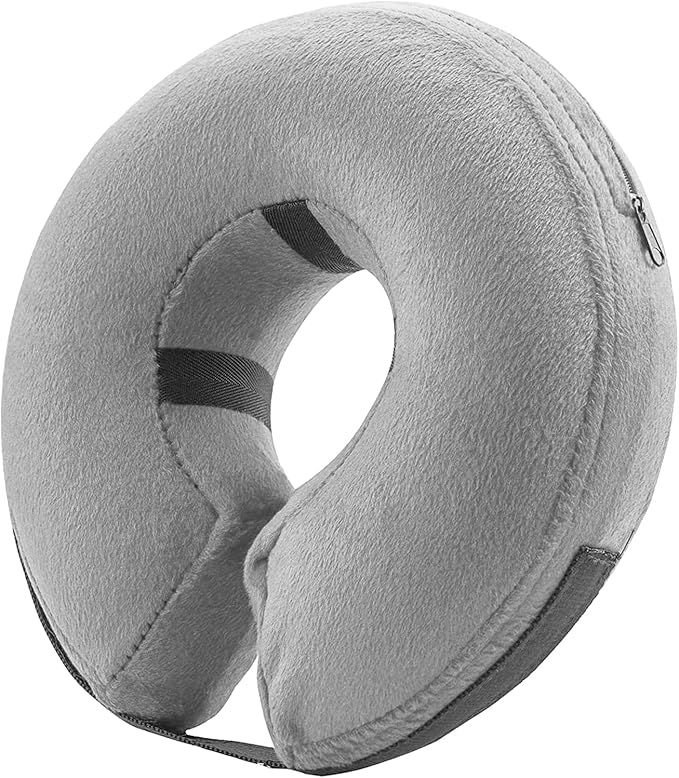 BENCMATE Inflatable Dog Cone Collar Alternative, Soft Dog Cone for Small Medium Large Dogs and Cats, Neck Recovery ECollar Donut Collar After Surgery (Medium+, Grey)