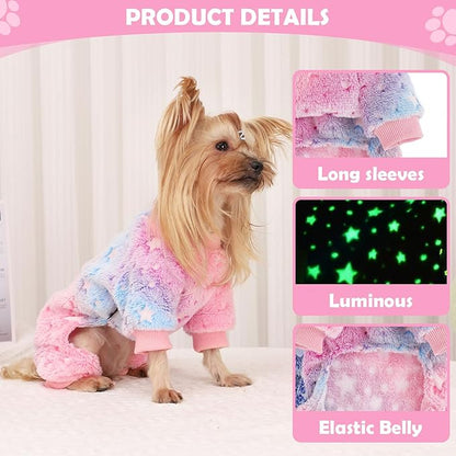 Dog Sweaters Small Girl Warm Fleece Pajamas, Cute Extra Small Dog Clothes, 4 Legs Puppy Jumpsuit Pjs Soft Stretchy Doggie Onesies Pet Outfit Apparel for Chihuahua Yorkie