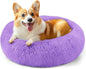 28in Large Dog Bed, Medium Size Dog and Cats, Calming Donut Bed for Puppy and Kitten, Washable Round Fluffy Pet Bed (Purple)