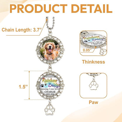 Hyturtle Personalized Pet Memorial Car Hanging Ornament - Custom Photo Pet Memorial Gifts Rearview Mirror Hanging Accessories - Loss of Dog Sympathy Gift - Pet Memorial Gifts for Loss of Dog
