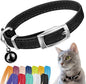 CollarDirect Leather Cat Collar with Bell - Kitten Collar, Small and Big Cat Collar for Boy Cats, Girl Cats with Safety Elastic Strap (Neck Fit 6"-7", Black)