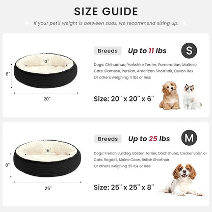 Love's cabin Round Donut Cat and Dog Cushion Bed, 20in Pet Bed for Cats or Small Dogs, Anti-Slip & Water-Resistant Bottom, Super Soft Durable Fabric Pet beds, Washable Luxury Bed Black Stripe