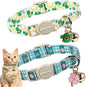 ARING PET 2 Pack St Patrick's Day Cat Collar, Breakaway Kitten Small Cute Green Lucky Clover Shamrock Collars with Bells for Girl Boy Cats