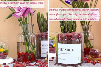 Red Jasper Aquarium Gravel Rocks Natural Tumbled Healing Crystal Chips Bulk Gemstones Tumbled Crushed Stones for Fountain Vase Filler Planters Decorative Fish Tank Potted Reiki Energy Balancing 0.44lb