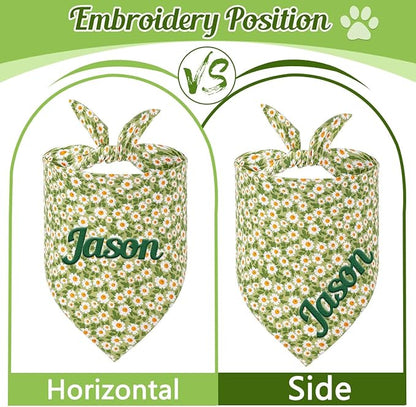 Personalized Dog Bandana with Embroidered Name, Custom Neckwear Dog Scarf Triangle Bibs Pet Accessories for Small Medium Large Dogs Cats Pets Birthday Gift