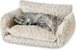 Hollypet Cat Bed Fluffy Plush Mutifuctional Double-Layer Soft Pet Couch Orthopedic Sofa Nest Beds for Small Cats and Dogs, Leopard (21x15x8 inch)