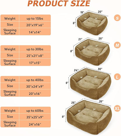 MIXJOY Dog Beds for Medium Dogs Washable, Rectangle Pet Bed Medium Size Dog, Orthopedic Sleeping Pet Sofa Bed, Soft Calming Cat Beds for Indoor Cats, Anti-Slip Bottom with Multiple Size