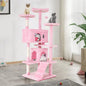 Heavy Duty Cat Tree Tower, 54" Tall Cat Tower for Indoor Cats with Cat Scratching Post with Bed, Cat Condo, Hanging Ball, Multi-Level Cat Climbing Tower Cat Trees Furniture Activity Center, Pink
