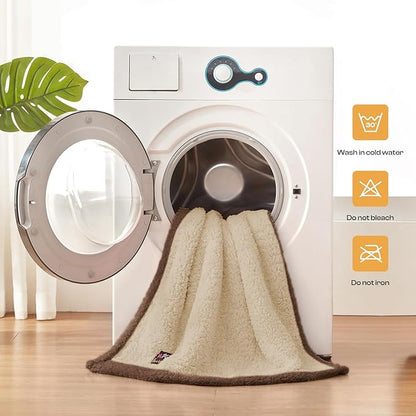 Luciphia Waterproof Pet Blanket for Medium Large Dogs Soft Cat Sherpa Calming Thick Cover Leakproof Cozy Puppy Sofa Bed Car Couch Protector(Beige/Brown,30x20 inches)