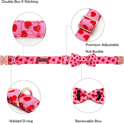 Lionheart Glory Valentine's Day Dog Collar with Bowtie for X-Small Dogs