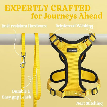 rabbitgoo Cat Harness and Leash for Walking, Escape Proof Soft Adjustable Vest Harnesses for Cats, Easy Control Breathable Reflective Strips Jacket, Yellow, S