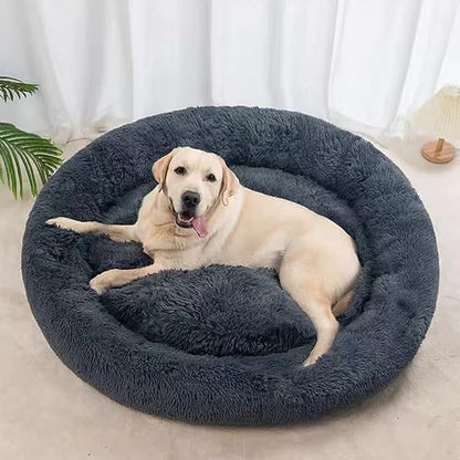 Nisrada Dog Bed for Medium Large Dogs, 36 inch Calming Dogs Bed, Washable-Round Cozy Soft Pet Bed for Puppy and Kitten with Slip-Resistant Bottom
