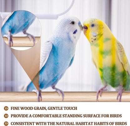 Sintuff 8 Pcs Bird Perches for Cage Accessories, Wooden Perch Rods Replacement with Double Head Slots, 0.6 Inch Diameter Natural Wood Stand for Parrot Macaw Cockatoo Parakeet(24 Inches)