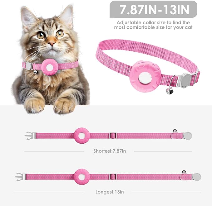 Cat Tracker, MINI GPS Tracker for Cats, Compatible with Apple Find My App(Only iOS), No Monthly Fee Pet Tracker, Real-Time Tracking, Smart Alerts, Up to 1-Year Battery, Waterproof