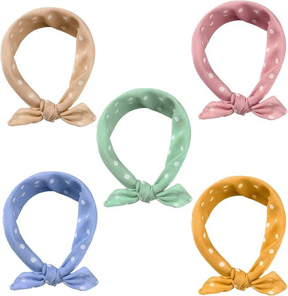 5 Pieces Dog Bandana Pet Summer Bandana Point Kerchief Dog Washable Scarf Soft Comfortable Daily Bib Adjustable Accessory for Pet(Green, Pink, Ginger, Khaki, Blue,Dot)