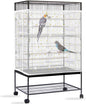 Daoeny Bird Cage Seed Catcher, Large Bird Cage Cover, Adjustable Soft Airy Nylon Mesh Net, Birdcage Cover Skirt Seed Guard for Parrot Parakeet Macaw African Round Square Cages (White, Sequins Star)