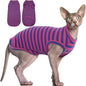 BRKURLEG Sphynx Hairless Cats Shirt Puppy Clothes Soft Cotton T-Shirts Cute Cats Pajamas Cat Stripes Vest Pet Sweater, Round Collar Vest Kitten Shirts(PinkBlue Stripes, XL)