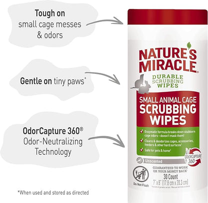 Nature’s Miracle Small Animal Cage Scrubbing Wipes 30Ct