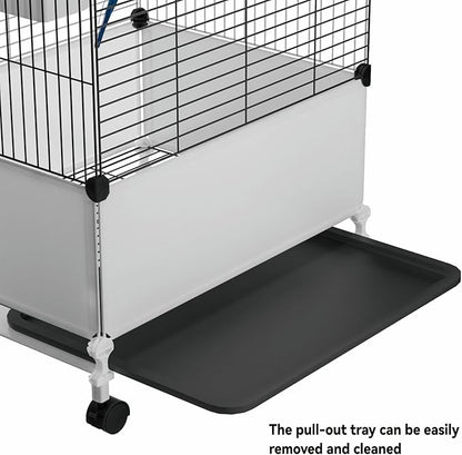 Big Flight Bird Cage, Black Parakeet Cages with Rolling Stand & Wheels, Wide Birdcage for Parrots Cockatiels Conure Budgie Canary Finch Lovebird