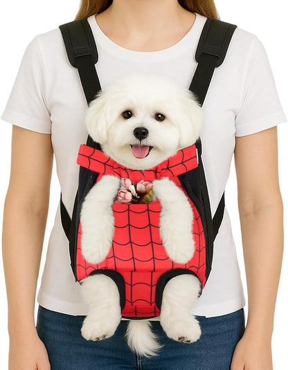 Dog Backpack Carrier, Front Pocket for Essentials, Pet Sling Front Backpacks for Small Medium Dogs 7-11 Lbs, Legs Out, Adjustable Wearable Puppy Chest Travel Bag, Easy-Fit for Hiking/Walking/Camping