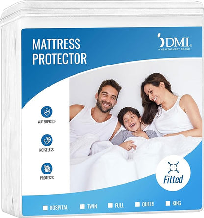 DMI Twin XL Waterproof Mattress Protector - Fitted, Noiseless Mattress Cover, Soft and Breathable, 39" x 80"x 12", White