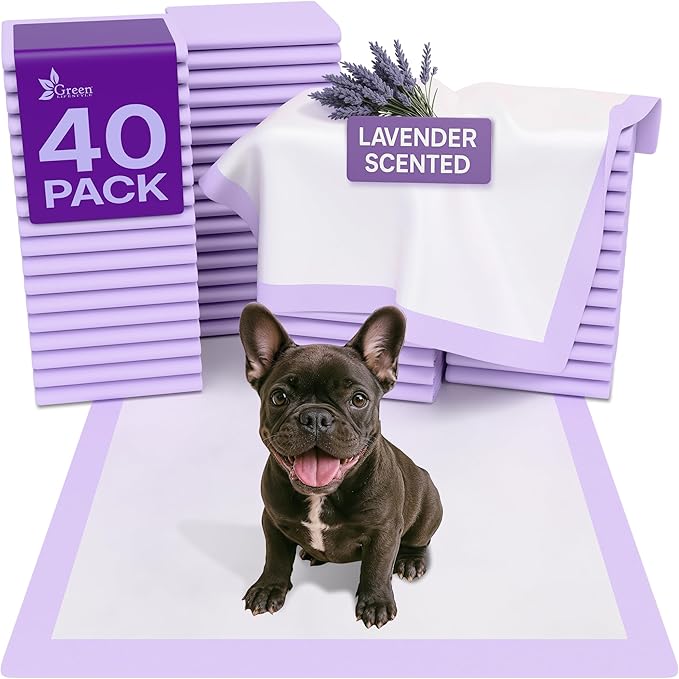 GREEN LIFESTYLE Pee Pads - Super Absorbent & Leak-Proof Pee Pads for Dogs - Puppy Pads - Waterproof Dog Pads, Lavender Scented Dog Training Pads for Cats, Rabbits (Pack of 40 - 22x22)