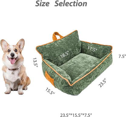 Orthopedic Dog Bed with Memory Foam, Washable Plush Pet Bed for Small, Medium & Large Dogs, Cozy Bolster Crate Dog Bed for Joint Support & Comfort.(Green)