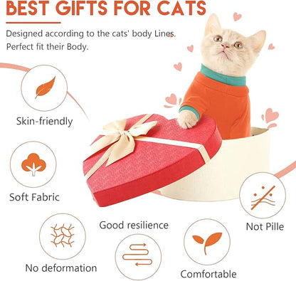 Sticky Cat Clothes Stretchy, Sphynx Hairless Sweater & Pajamas for Cats only, Soft Cat Onesie for Cats After Surgery Female Male & Hair Loss Prevention, Orange M