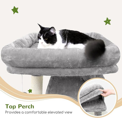 Globlazer Heavy Duty Cat Tree, 70 inch Sturdy Cat Tree for Indoor Cats Extra Large Cat Tower with Scratching Post, Hammock, Cat Condo for Adult Cats Kittens, F70 Pro, Light Grey