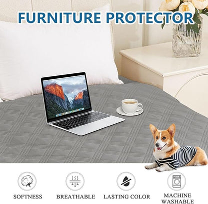 hyha Waterproof Dog Blanket, Reversible Pet Bed Blanket, Soft Sofa Couch Cover for Dogs Washable, Waterproof Pet Couch Covers for Sofa Puppy Cats Furniture Protector(30"x70", Grey/Beige)