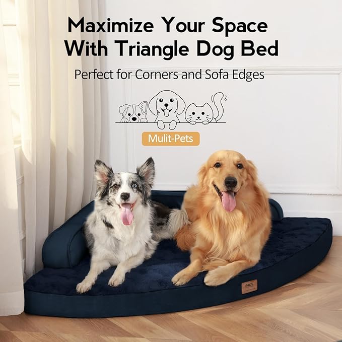 Large Orthopedic Dog Bed with Sides XXXL Dog Beds with Removable Washable Cover Non-Slip Waterproof Pet Bed for Extra Large Dogs - Navy Blue XXXL