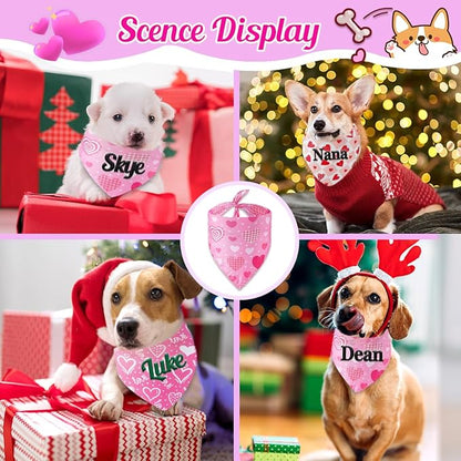 Personalized Dog Bandana Embroidered Name, Custom Neckwear Dog Scarf Triangle Bibs Pet Accessories for Small Medium Large Dogs Cats Pets Birthday Valentine's Day