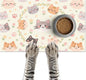 Cat Feeding Mat 24x16 inch Floral Ring Kitten Print Pet Bowl Placemat Non Slip Floor Mat for Food and Water Indoor Kitty Feeding Station Cute Meal Pad for Small Pets Kitchen Use