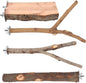 BILLIOTEAM 4-Pack Natural Wood Bird Perch Stand with Spacious Platform, Thick & Long Branches, Large Parrot Cage Accessories for African Grey, Macaws, Conures, Eclectus (Medium & Large Birds)
