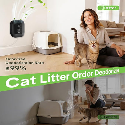 Cat Litter Deodorizer & Strong Odor Eliminator with Ozone & Aromatherapy - 5 Mode Air Purifier for Dog Poop, Cat Pee & Urine, Smoke - Plug in USB for Litter Box, Pet Home, Car, Kitchen, Bathroom