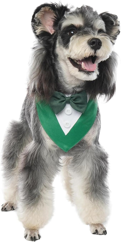 FUAMEY Dog Tuxedo St.Patrick's for Medium Dogs,Dog Formal Suit Dogs Attire Pet Bow Tie Puppy Party Costumes Cat Tux Outfits Pets Bandana Cosplay Adjustable Bowties St.Patrick's Day Green M