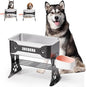 1.5 Gallon Elevated Large Dog Water Bowl, 2 Height Adjustable Stainless Steel Raised Dog Water Bowl Stand for Large Breed, Metal Pet Bowl Stand for Relief Joint Pressure, Easy Clean (Black)