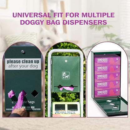 Sherr 20 Boxed Rolls 4000 Counts Dog Poop Bags Bulk Leak Proof Dog Waste Bags Universal Pet Doggy Waste Poop Box for Puppy Pets Outdoor Walking and Travel, 20 Rolls of 200 (Purple)